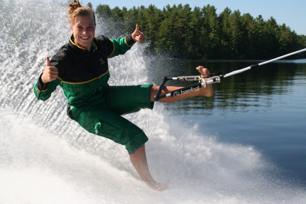 becky barefoot skiing on one foot